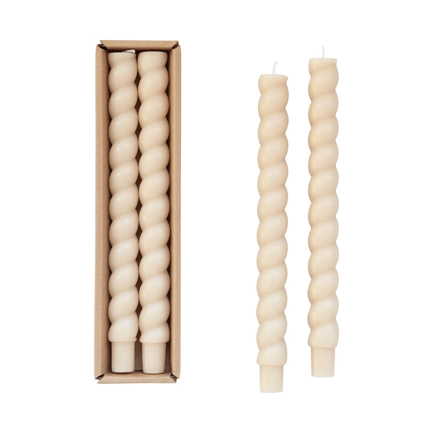 Unscented Tapered Twist Candles, Set of 2 (3 Color Options)