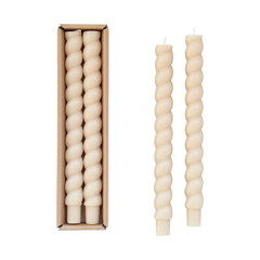 Unscented Tapered Twist Candles, Set of 2 (3 Color Options)