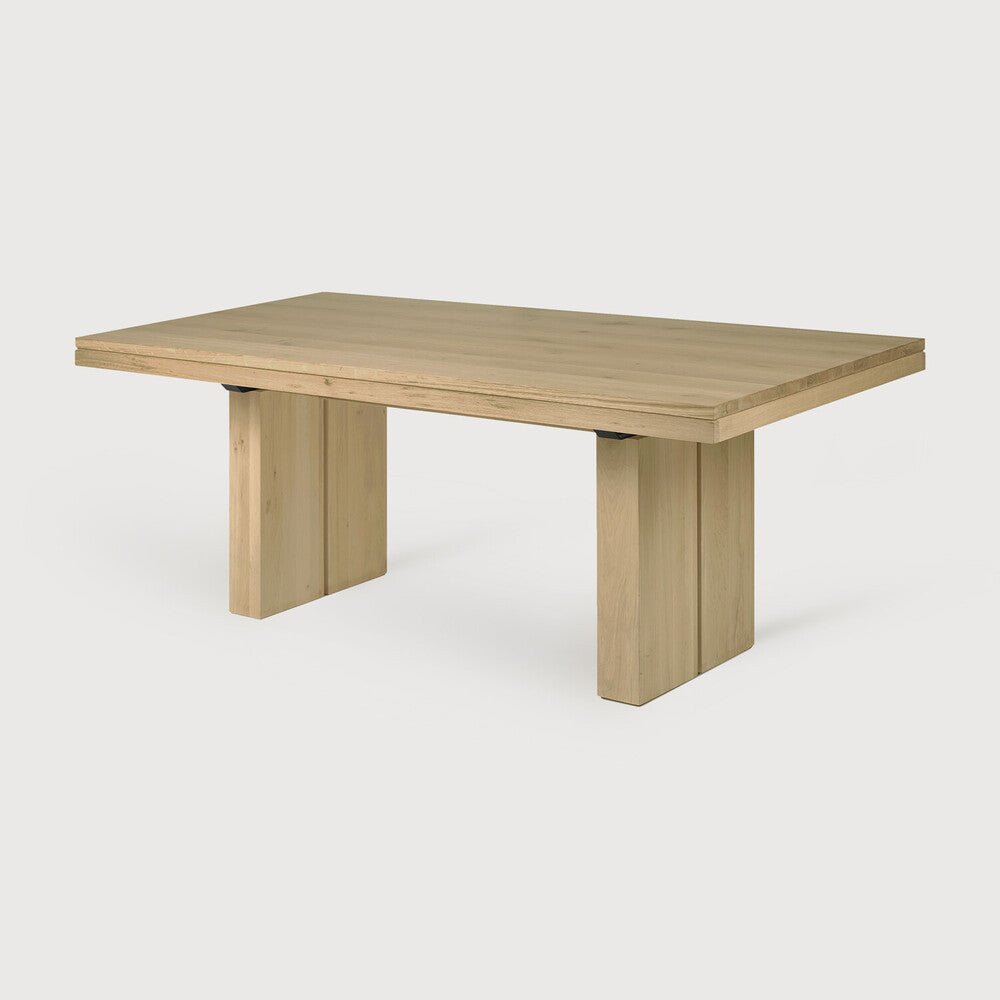 Double Extendable Oak Wood Dining Table