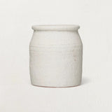 Decorative Coarse Terracotta Crock, Distressed White Volcano Glaze