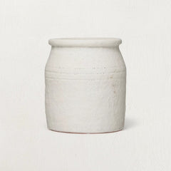 Decorative Coarse Terracotta Crock, Distressed White Volcano Glaze