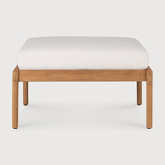 Jack Indoor / Outdoor Teak Footstool Ottoman, Off - White