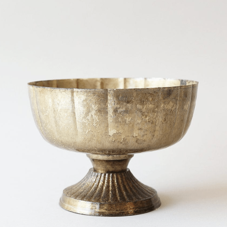 Florence Distressed Gold Compote Bowl