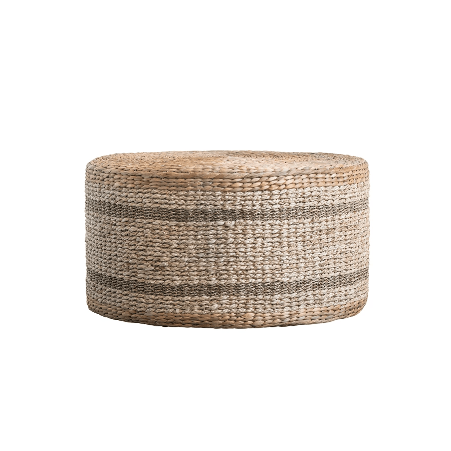 Water Hyacinth + Seagrass Round Pouf Ottoman