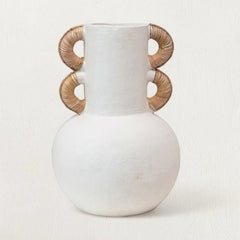 Terracotta Vase with Rattan Wrapped Handles