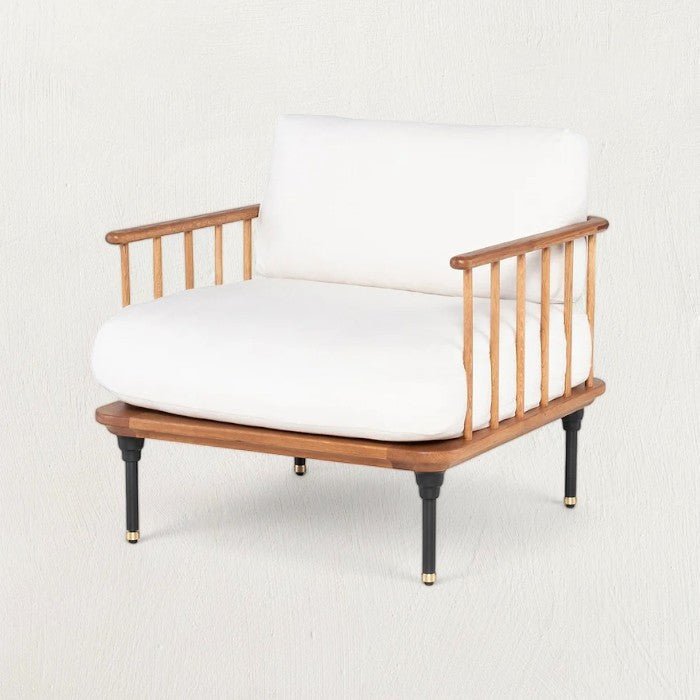 Fumed Oak Lounge Chair in White