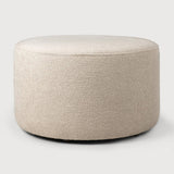 Barrow Round Upholstered Pouf Footstool in Off - White