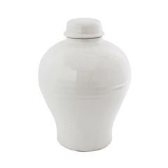 Terracotta Cachepot Jar in White Glaze, Tall