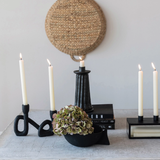 Abstract Double Taper Candle Holder in Black