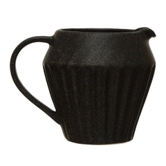 Stoneware Pitcher, Reactive Glaze, Matte Black Finish