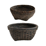 Decorative Cane Storage Basket, Distressed Black