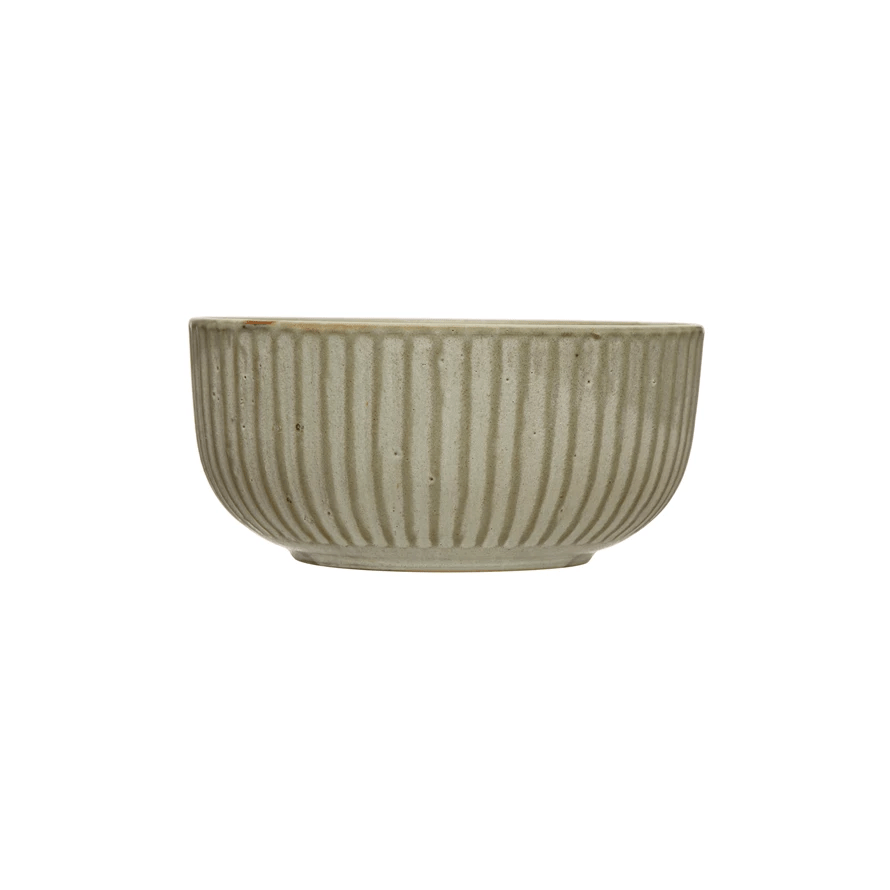 Stoneware Pleated Bowl, Cream Glaze Finish