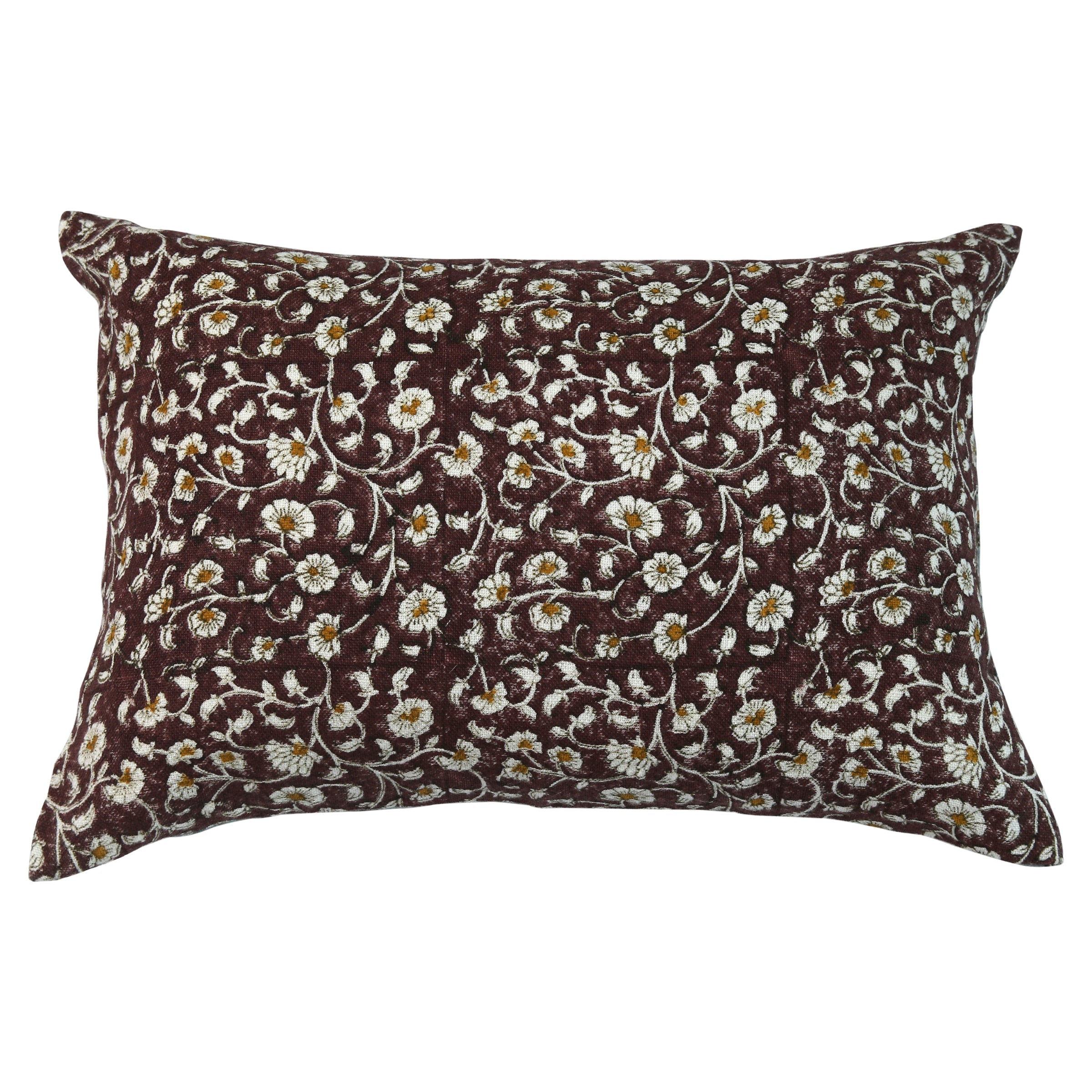 Inaya Linen Floral Throw Pillow Cover, Ruby on White