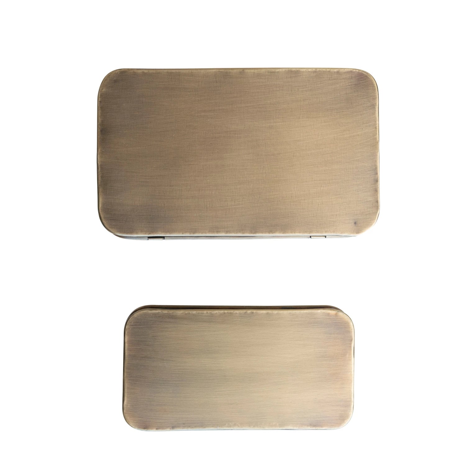 Metal Boxes, Antique Brass Finish, Set of 2