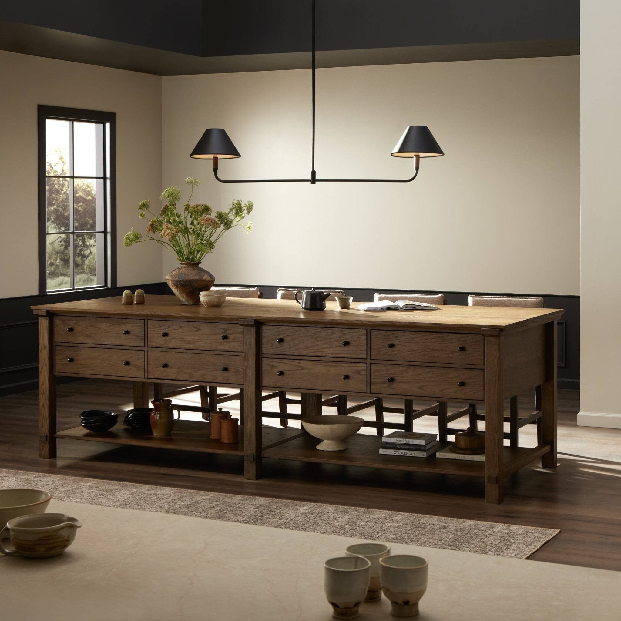 Porter Oak Wood Kitchen Island