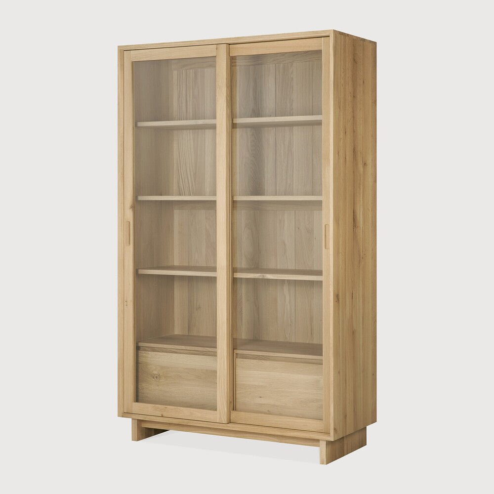 Wave Solid Wood Curio Display Cabinet