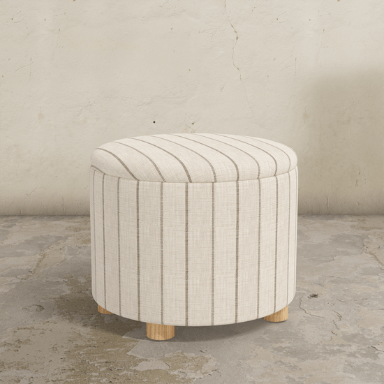 Upholstered Small Round Storage Ottoman