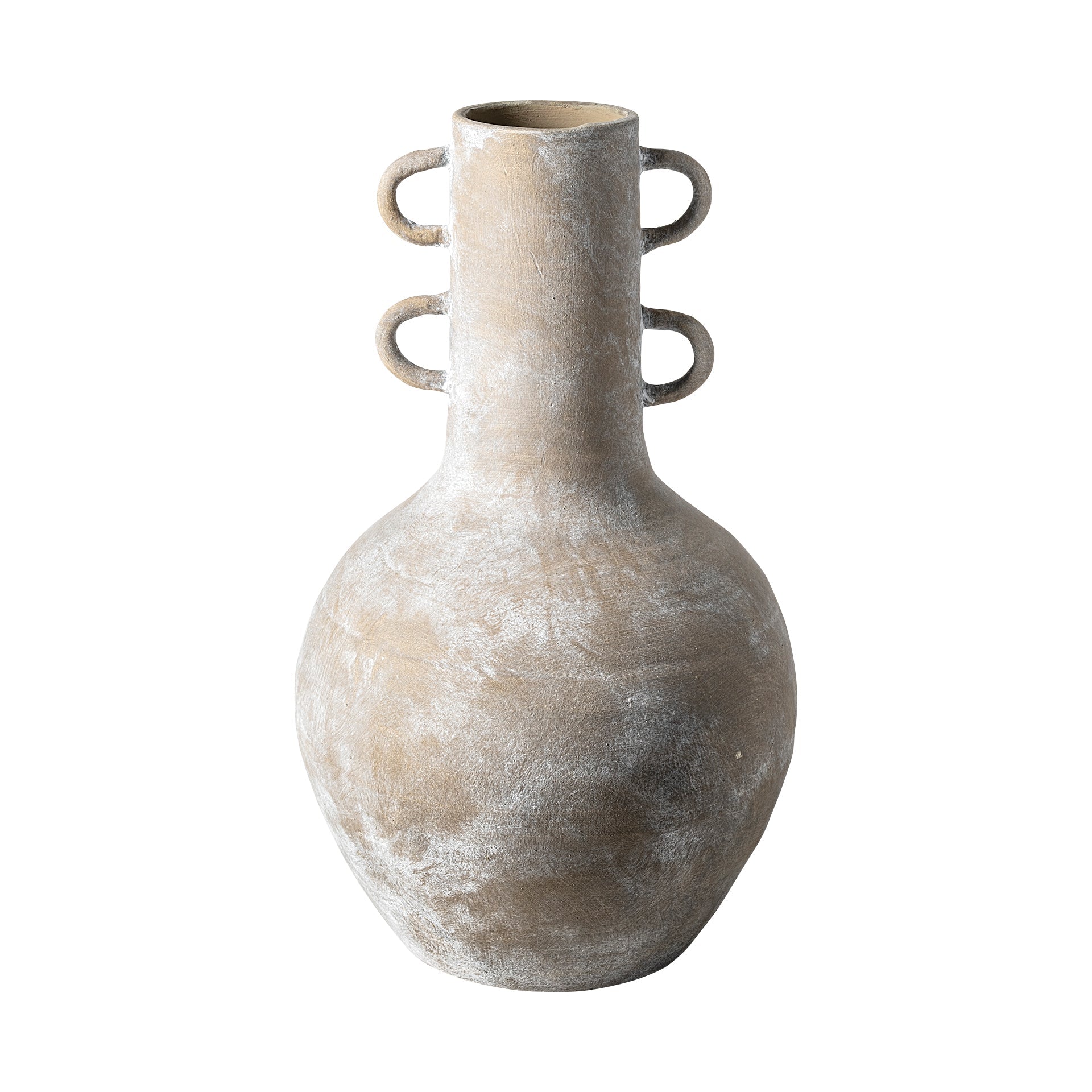 Rustic Brown Tall Neck Ceramic Vase