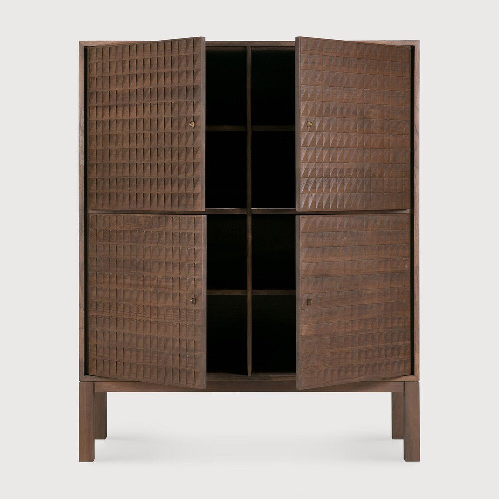 Sono Carved Wood Modern Storage Cabinet