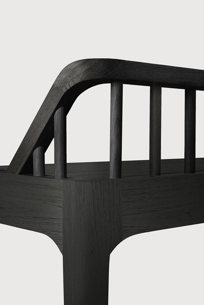 Spindle Black Oak Wood Dining / Entryway Bench