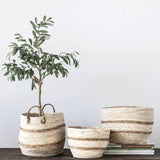 Striped Maize Storage Baskets / Planters, Set of 3