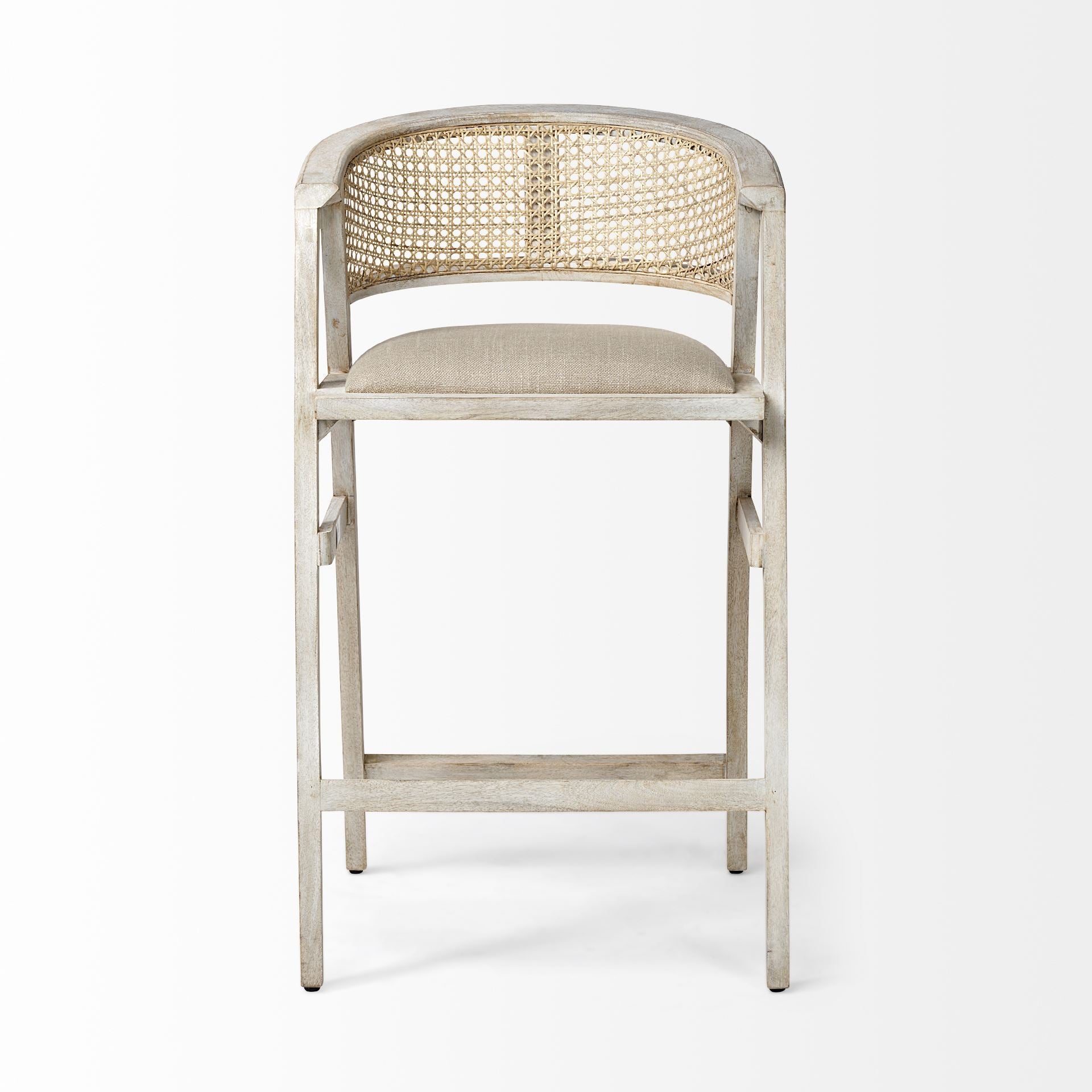 Tanya Blonde Rattan - Back Wood Bar Stool