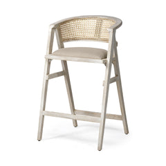 Tanya Blonde Rattan - Back Wood Bar Stool