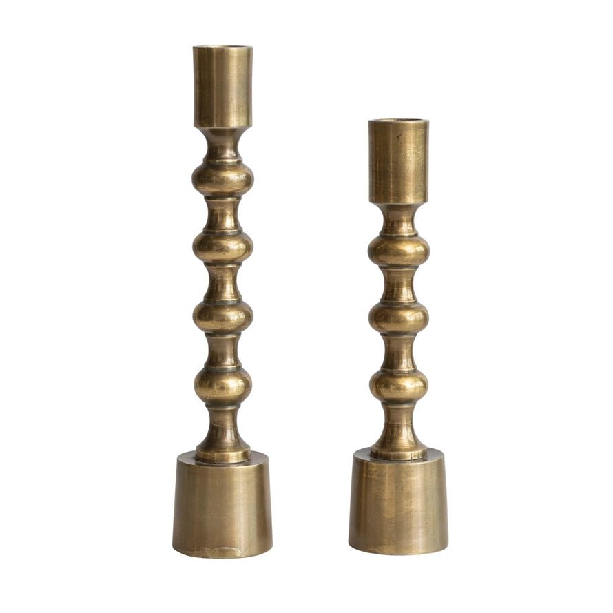 Taper Candle Holders, Antique Gold Finish, Set of 2