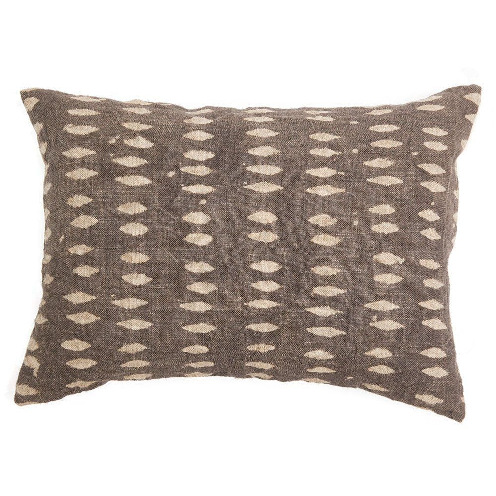 Vina Linen Block Print Throw Pillow Cover, Sand