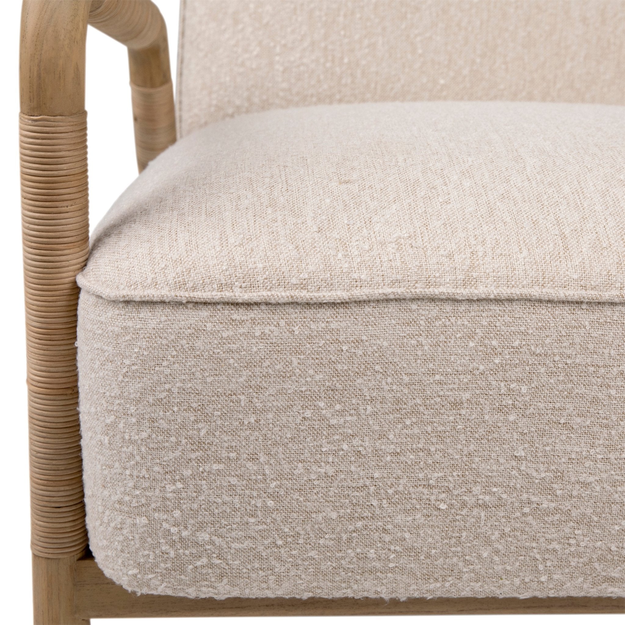 Waylon Accent Chair in Boucle and Rattan