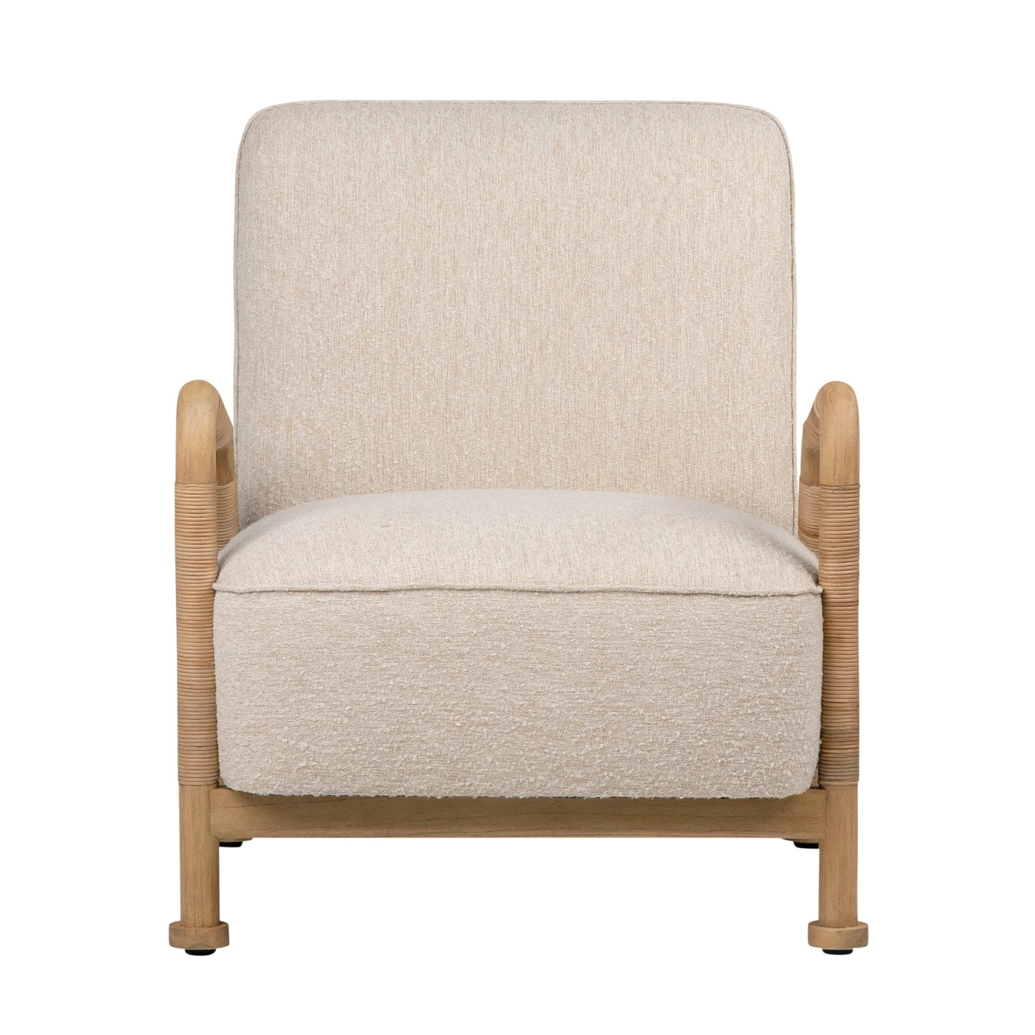 Waylon Accent Chair in Boucle and Rattan